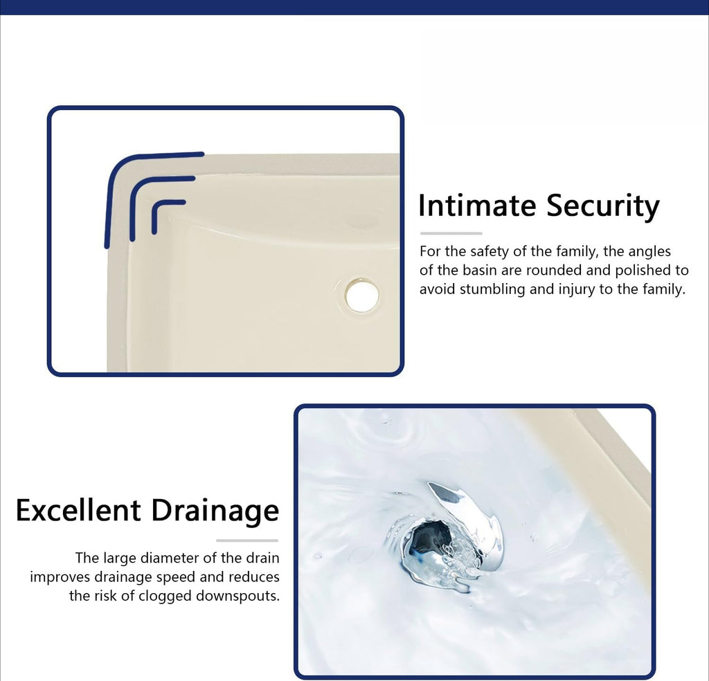 Bone Ceramic Rectangular Undermount Bathroom Sink