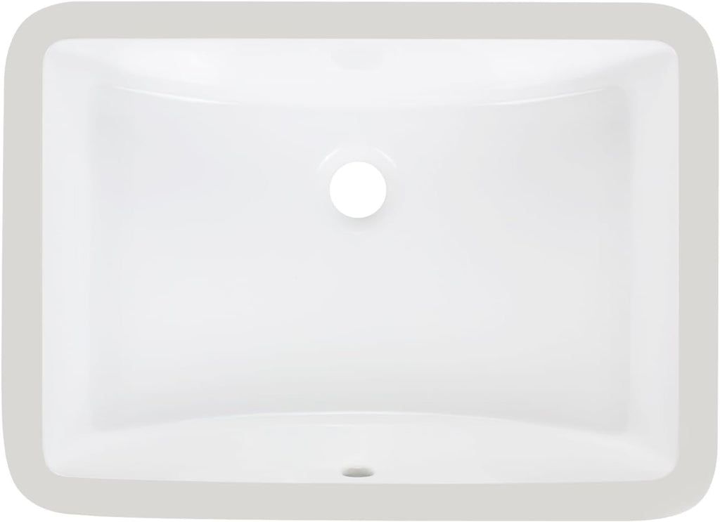 White Ceramic Rectangular Undermount Bathroom Sink