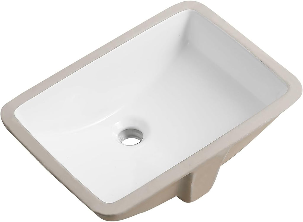 White Ceramic Rectangular Undermount Bathroom Sink