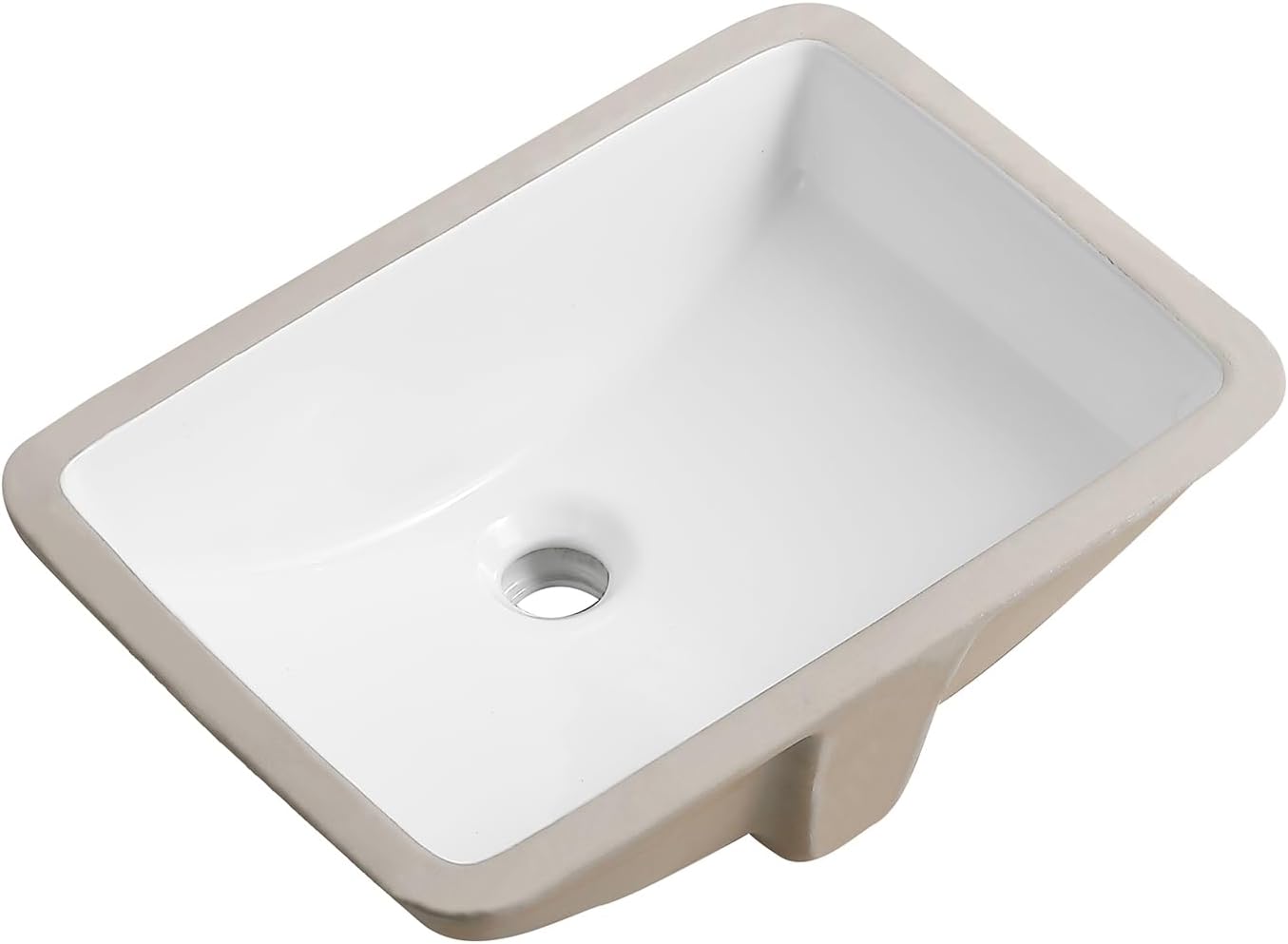 White Ceramic Rectangular Undermount Bathroom Sink
