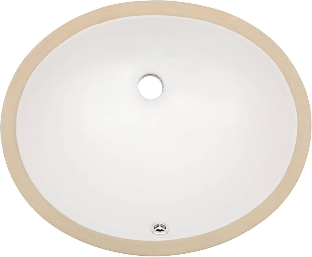White Ceramic Oval Undermount Bathroom Sink