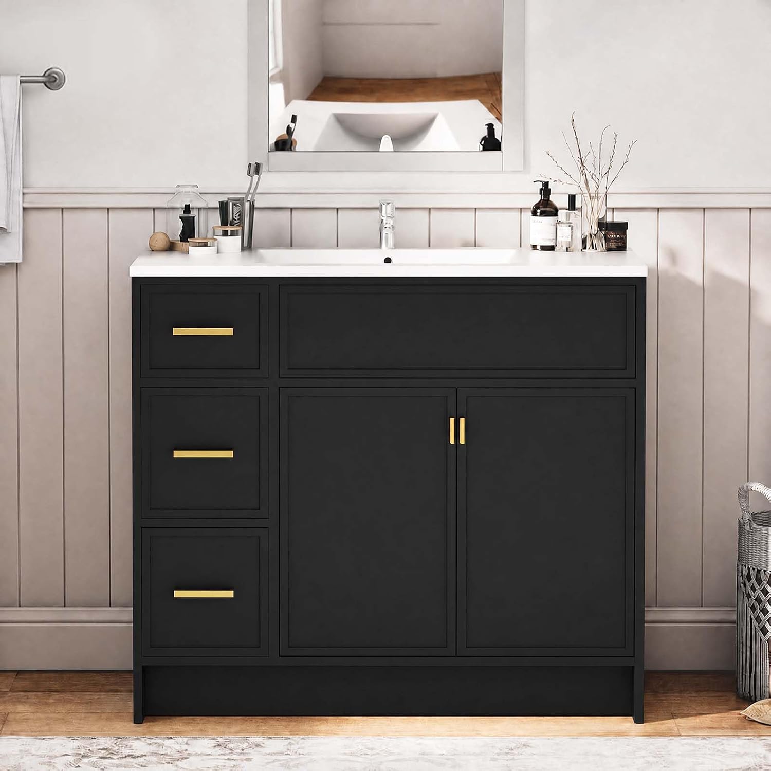 Black 36 Inch Soft Close Bathroom Vanity