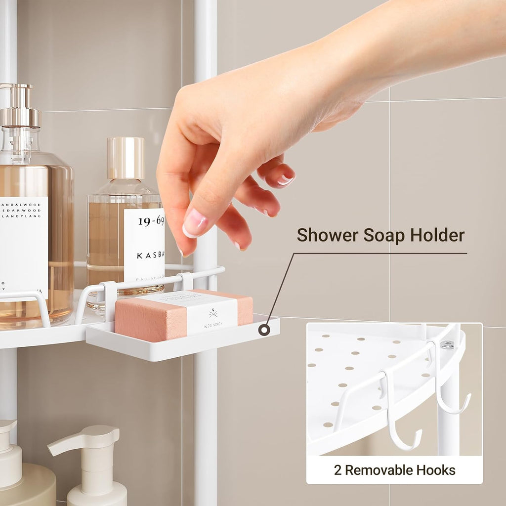 White 3 Tier Corner Standing Shower Caddy