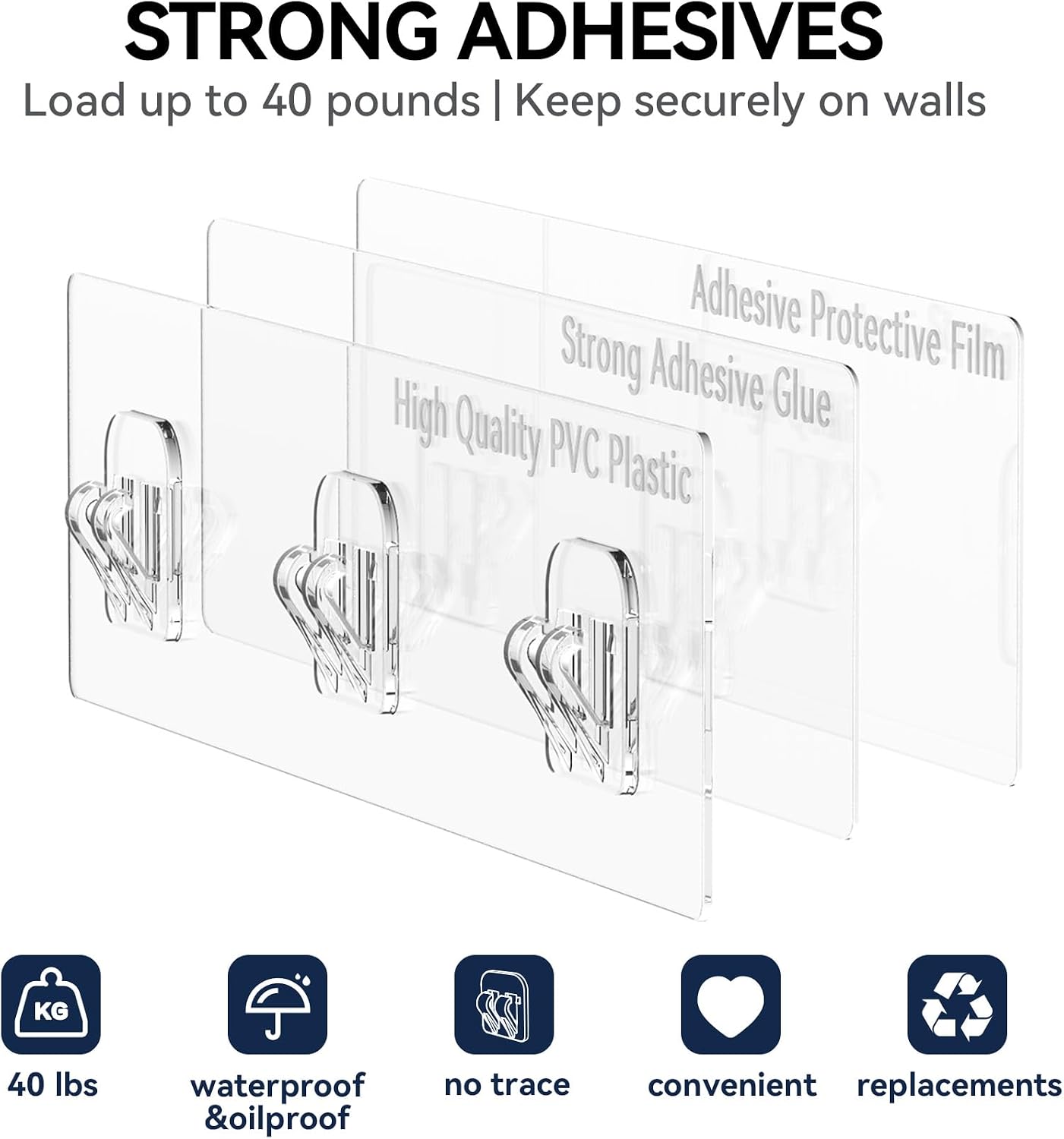 Black No Drill Adhesive Shower Caddy 6 Pack