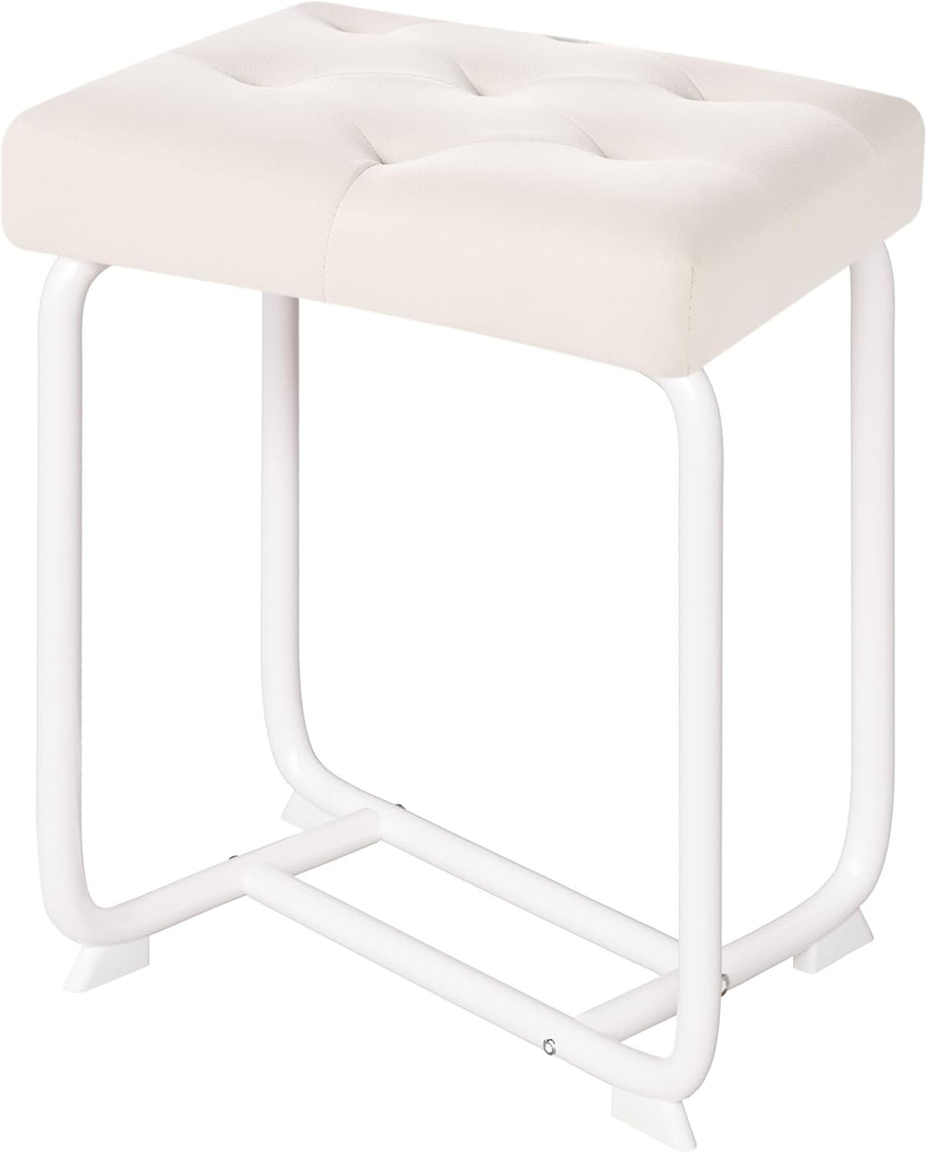 White Leather Padded Modern Vanity Stool