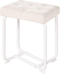 White Leather Padded Modern Vanity Stool