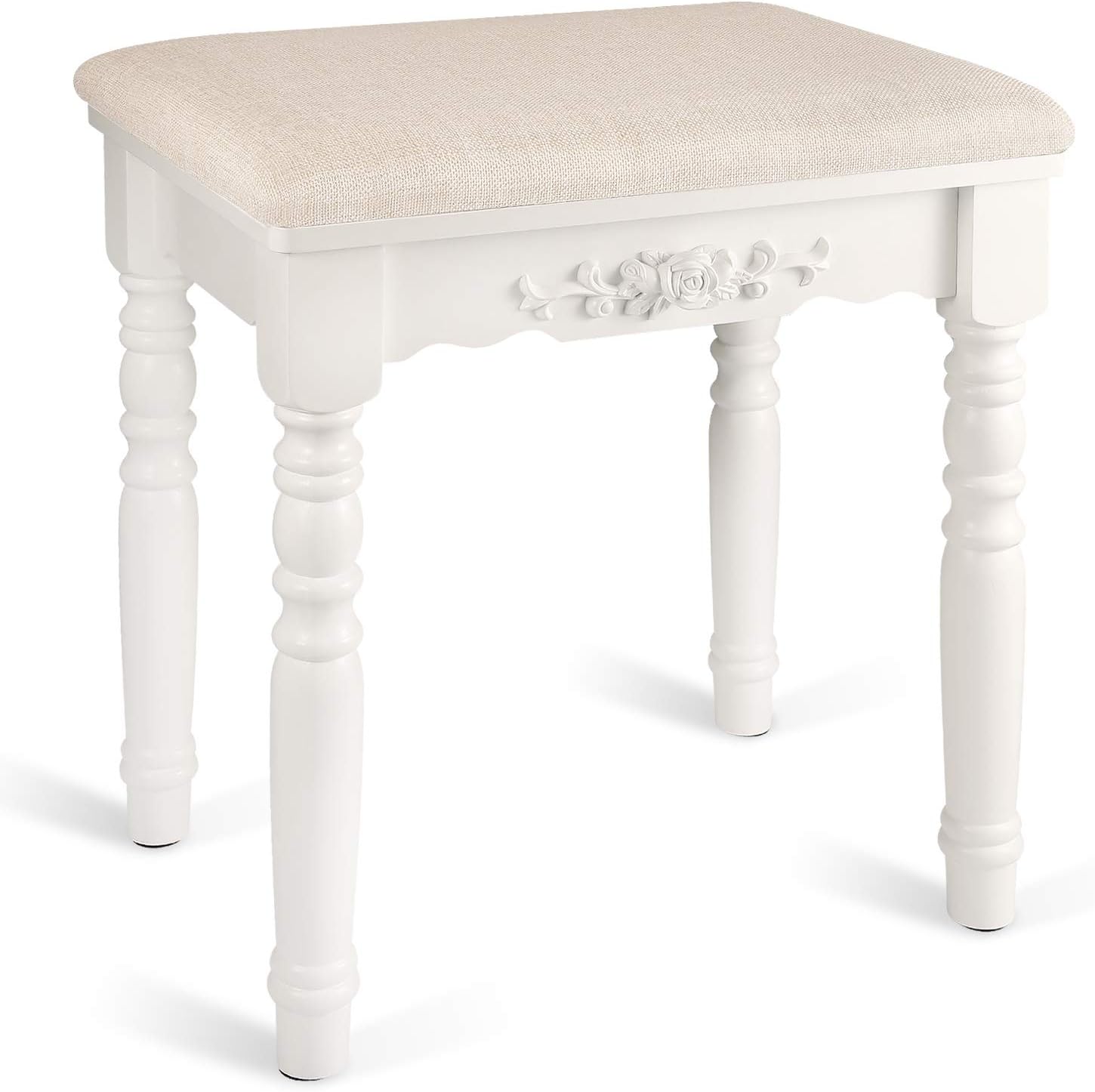 White Oak Wood Concave Modern Vanity Stool