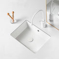White Ceramic Undermount Rectangular Bathroom Sink
