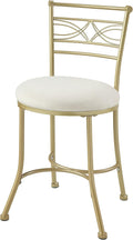Gold Iron White Cushioned Art Vanity Stool