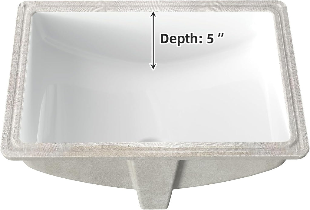 White Ceramic Undermount Rectangular Bathroom Sink
