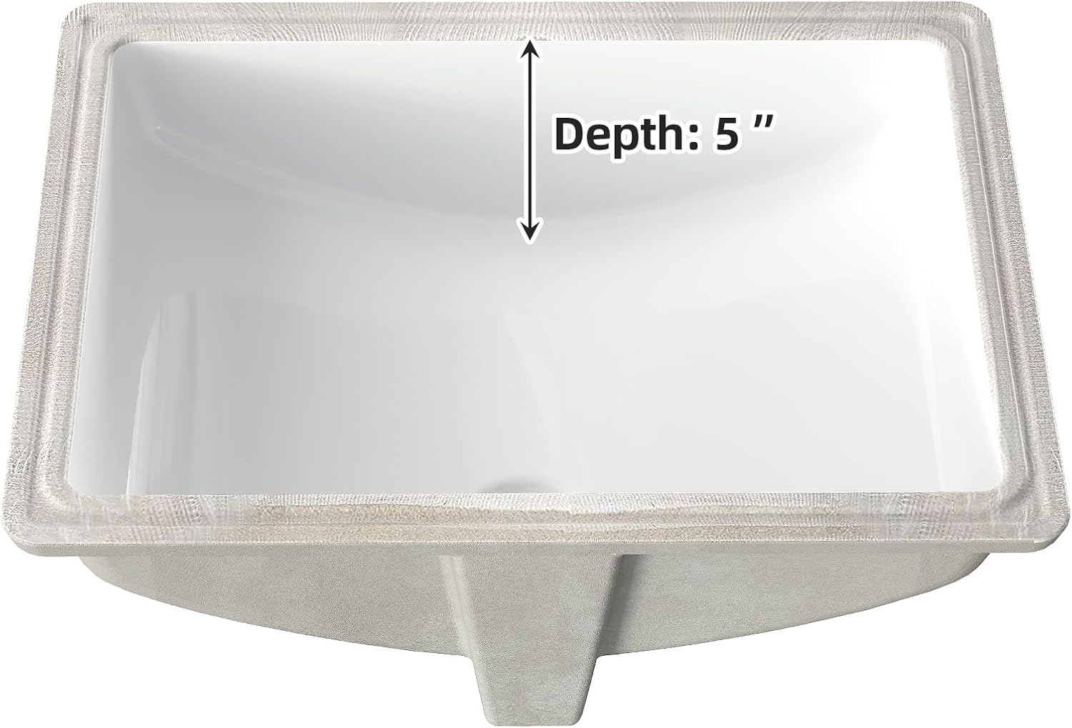 White Ceramic Undermount Rectangular Bathroom Sink