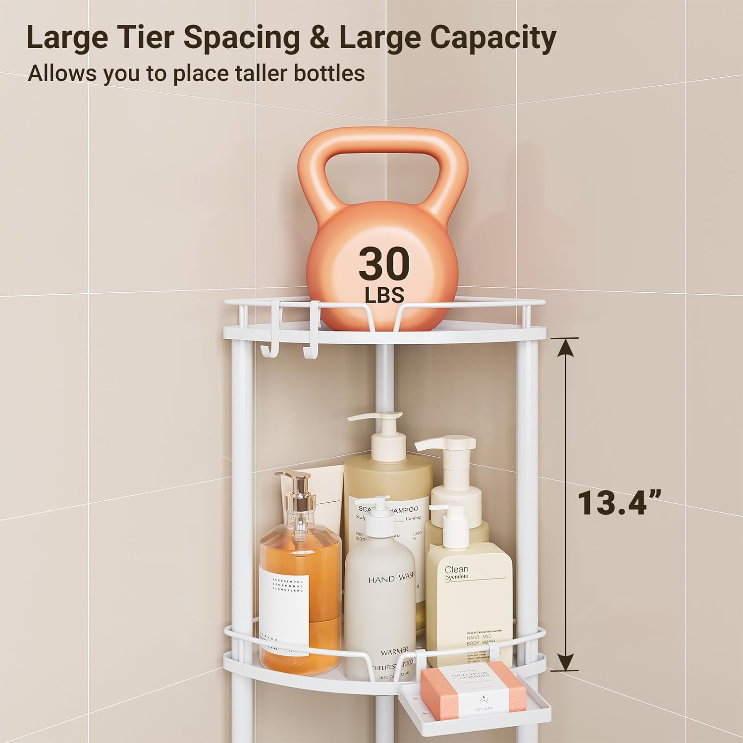 White 3 Tier Corner Standing Shower Caddy