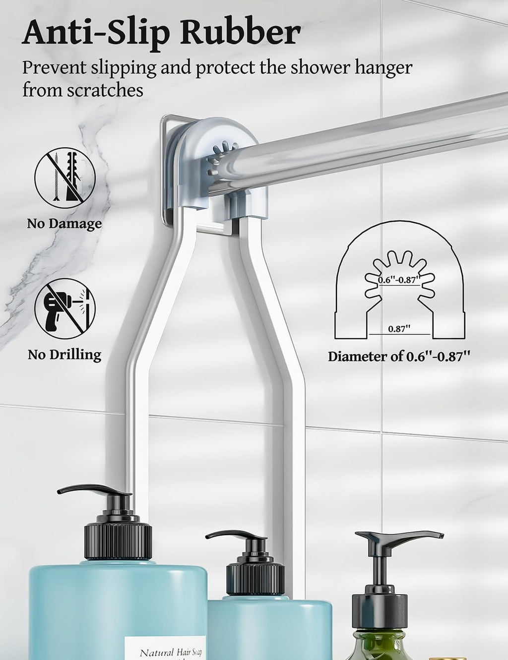 Silver 3 Tier Aluminum Hanging Shower Caddy