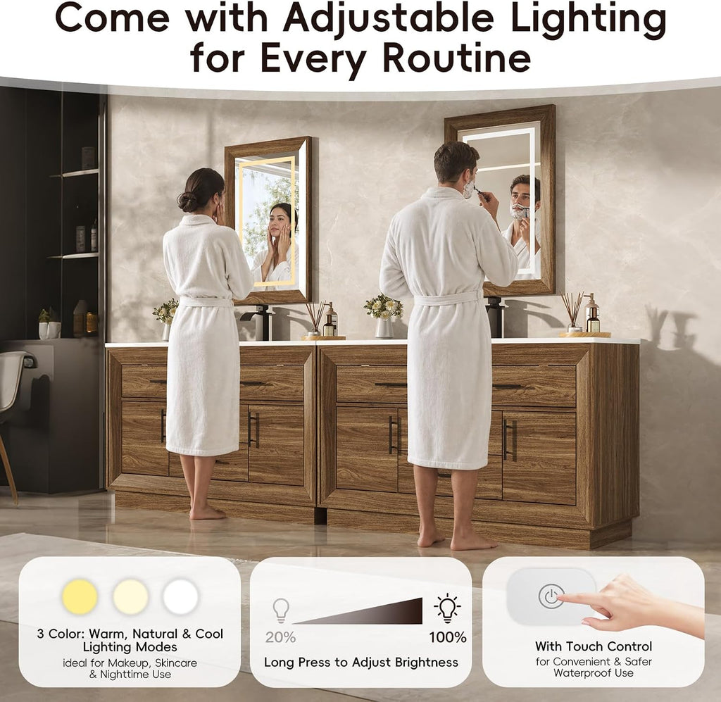 48 Inch Rustic Brown LED Bathroom Vanity