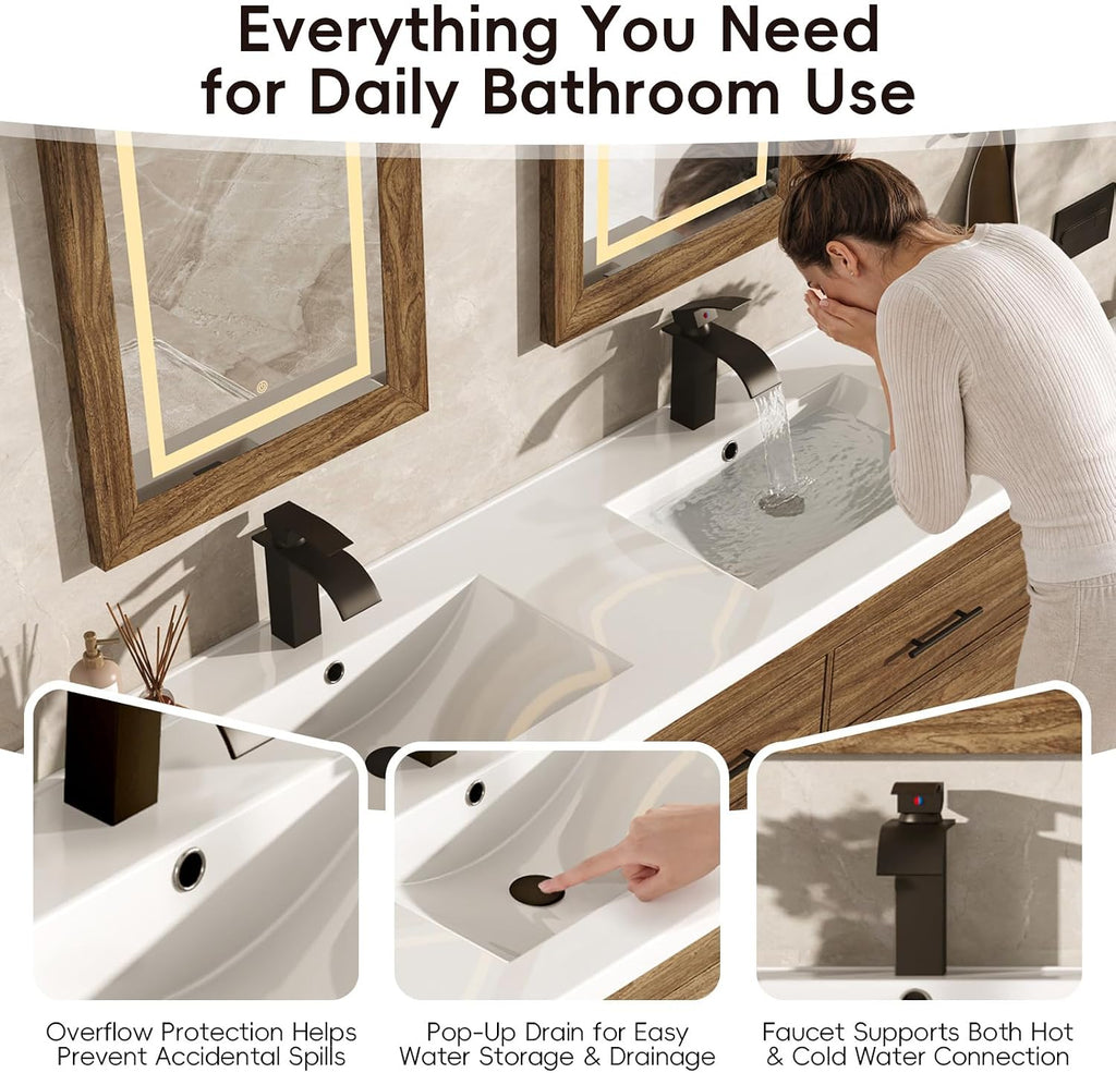 60 Inch Rustic LED Mirror Bathroom Vanity