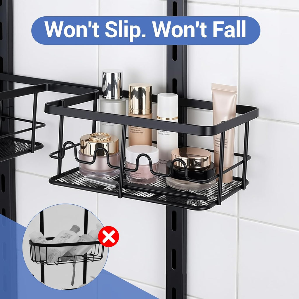 Black 3 Tier Adjustable Hanging Shower Caddy