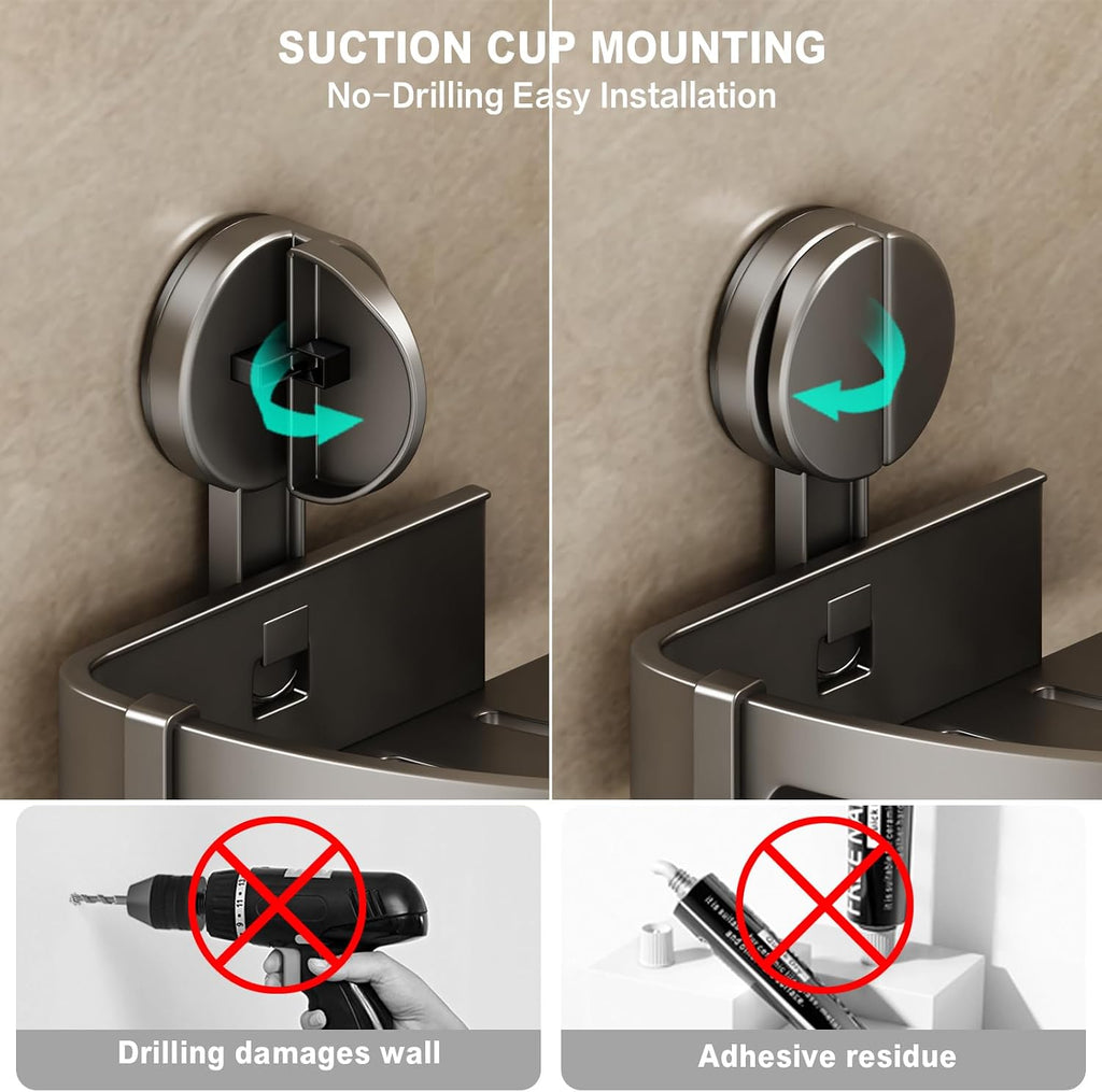 No Drill Suction Corner Shower Shelves 2 Pack