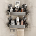Gray No Drill Suction Corner Shower Shelves