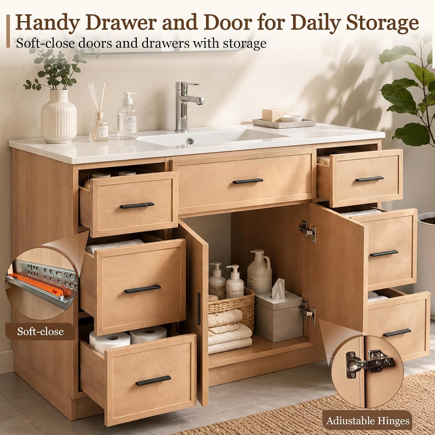 48 Inch Wood Drawer Bathroom Vanity Sink