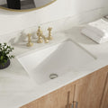 White Ceramic Rectangular Undermount Bathroom Sink