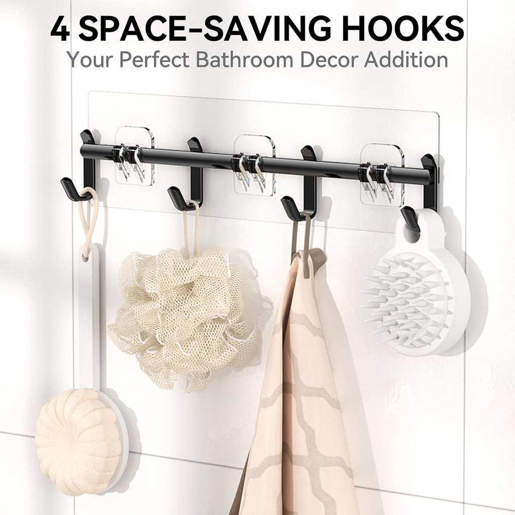 Black No Drill Adhesive Shower Caddy 6 Pack