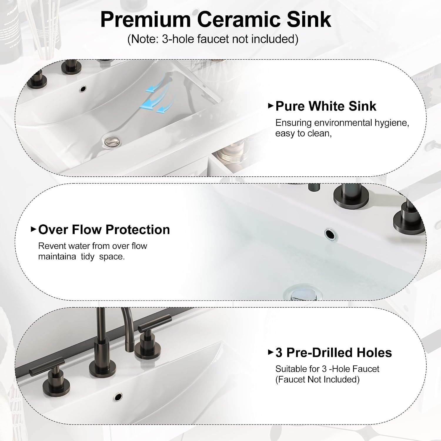 36 Inch White Freestanding Bathroom Vanity