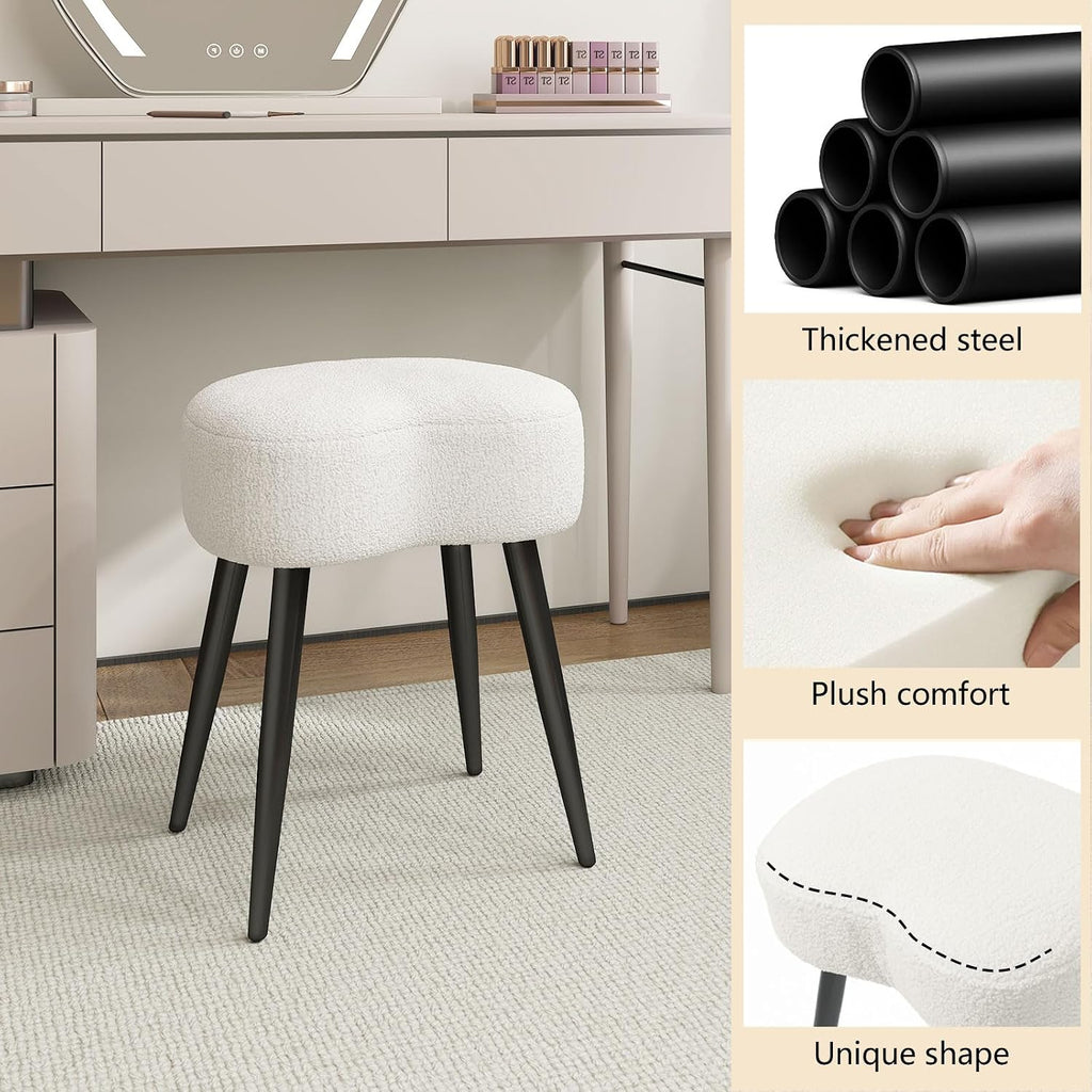 Teddy Velvet Padded Sturdy Modern Vanity Stool