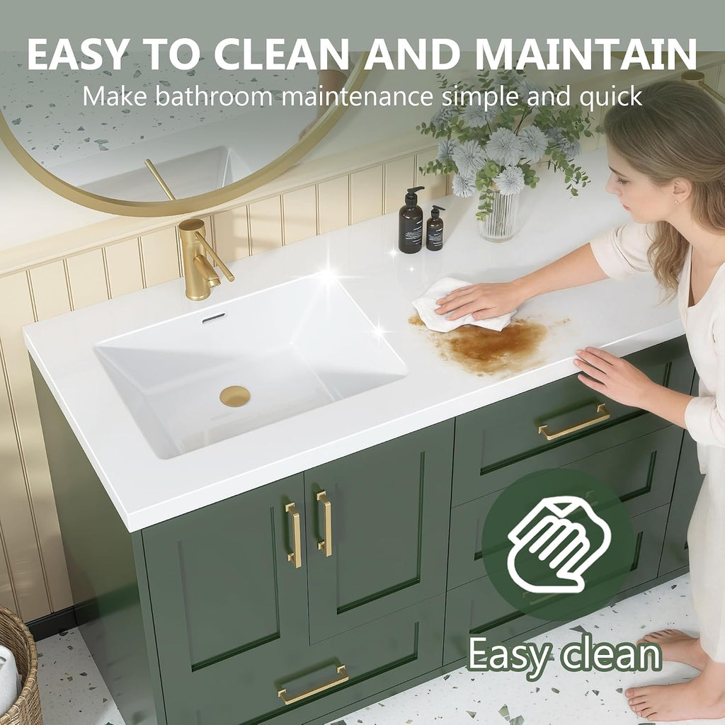 White Double Sink Solid Surface Vanity Top
