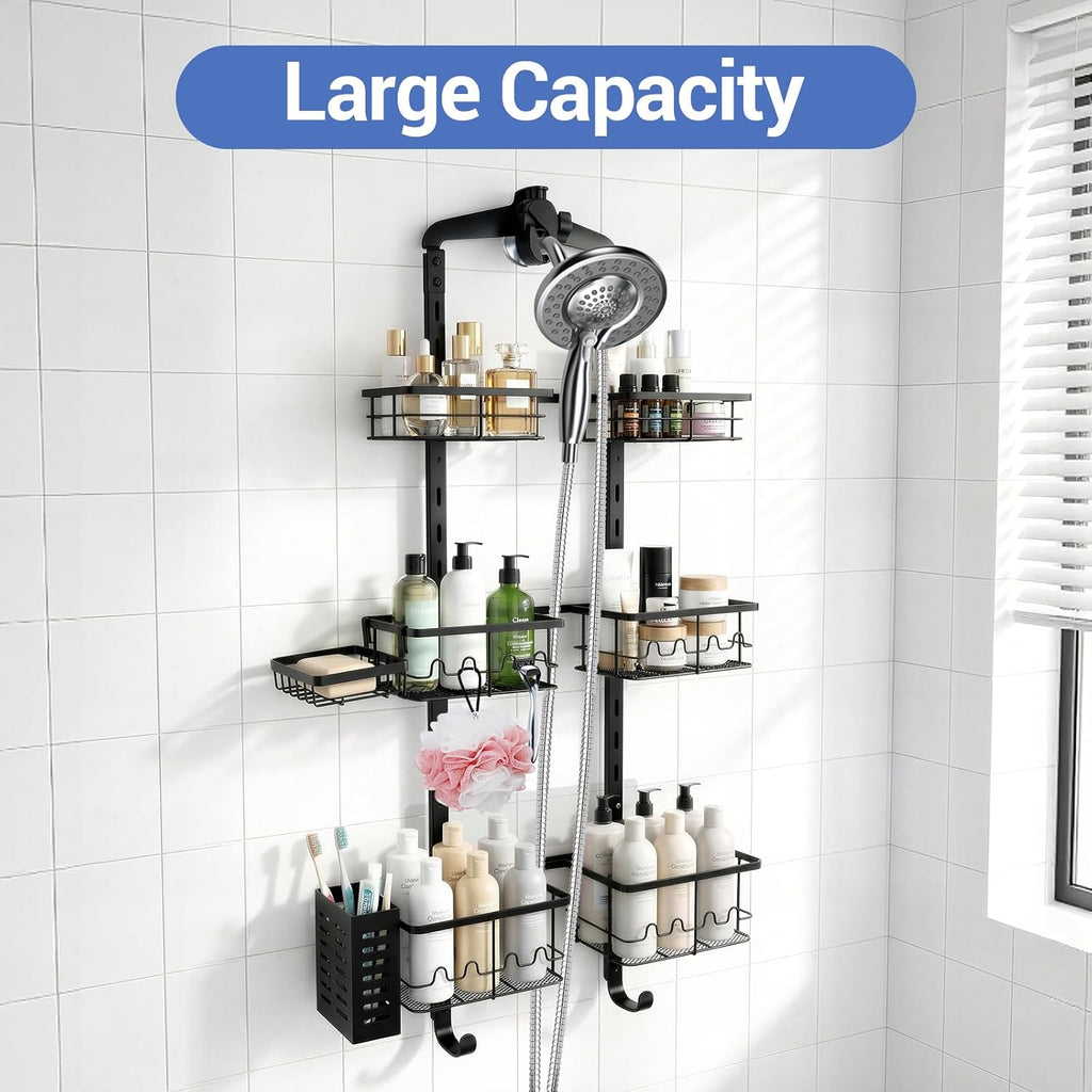 Black 3 Tier Adjustable Hanging Shower Caddy