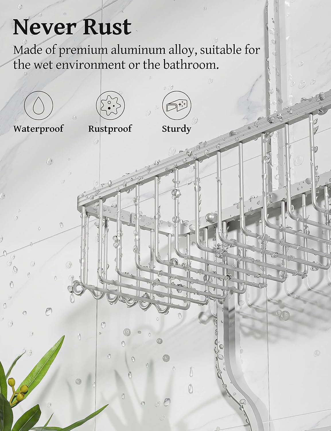 Silver 3 Tier Aluminum Hanging Shower Caddy