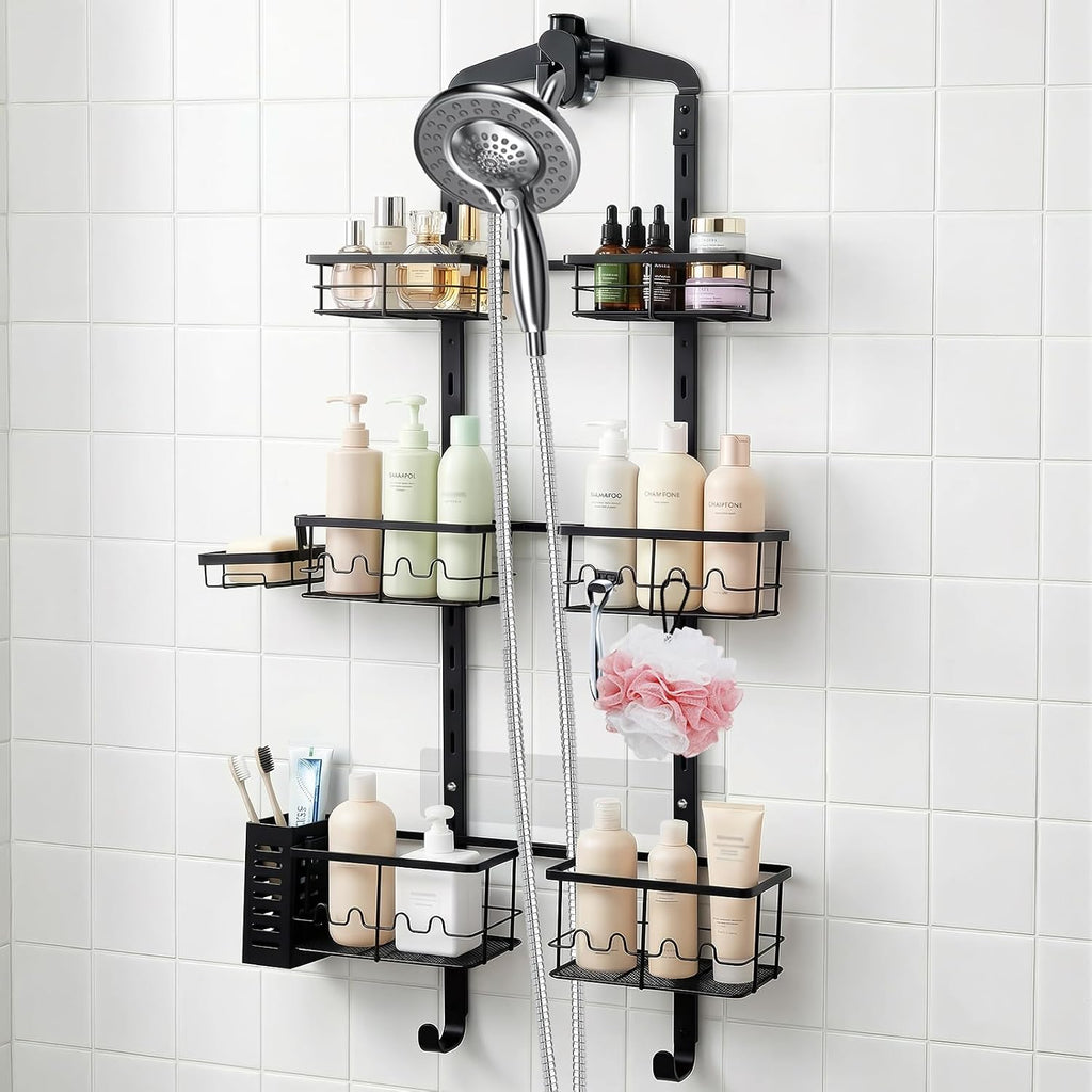 Black 3 Tier Adjustable Hanging Shower Caddy