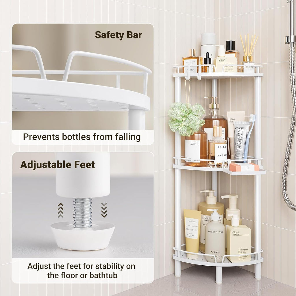 White 3 Tier Corner Standing Shower Caddy