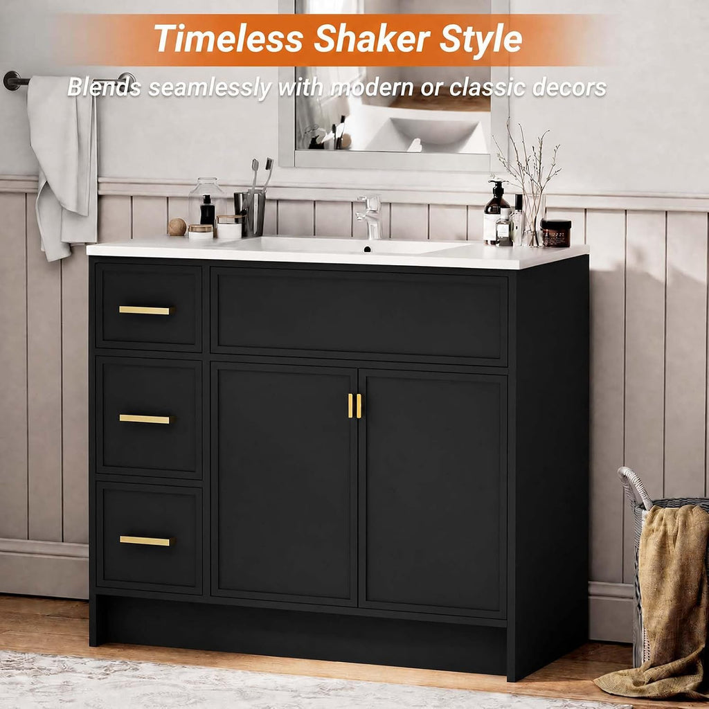 Black 36 Inch Soft Close Bathroom Vanity
