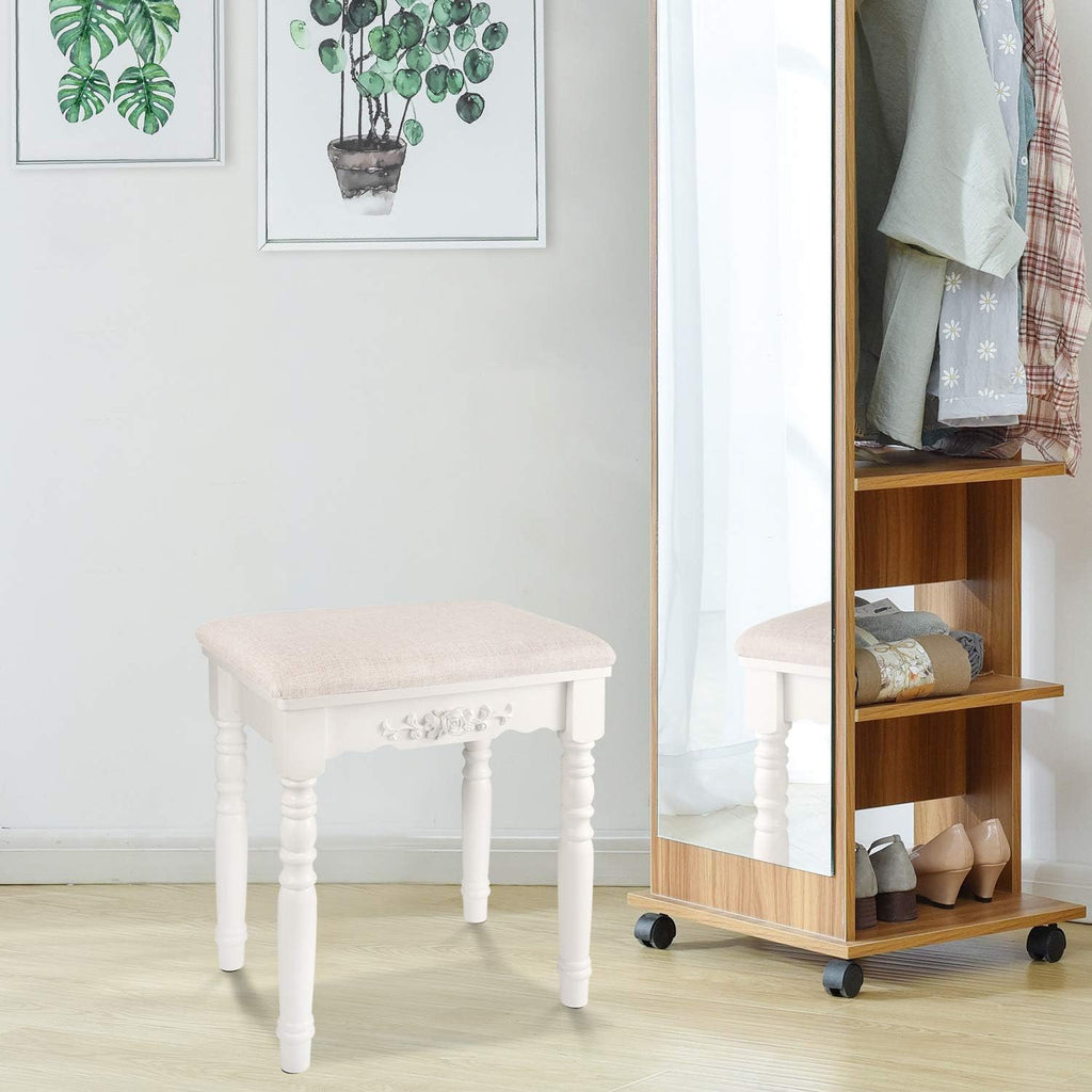 White Oak Wood Concave Modern Vanity Stool