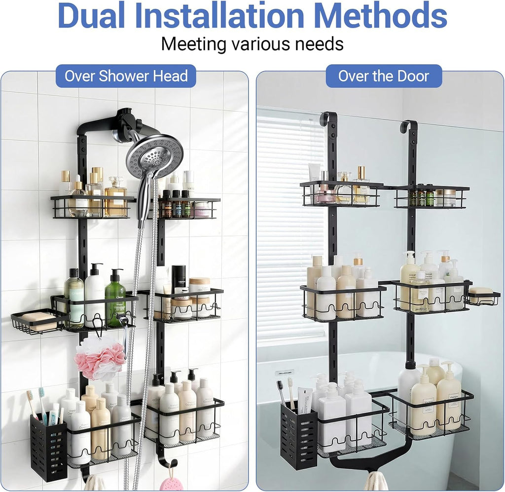 Black 3 Tier Adjustable Hanging Shower Caddy