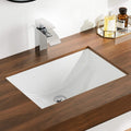 White Ceramic Rectangular Undermount Bathroom Sink