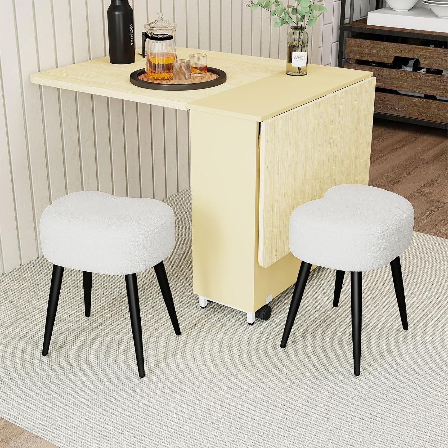 Teddy Velvet Padded Sturdy Modern Vanity Stool