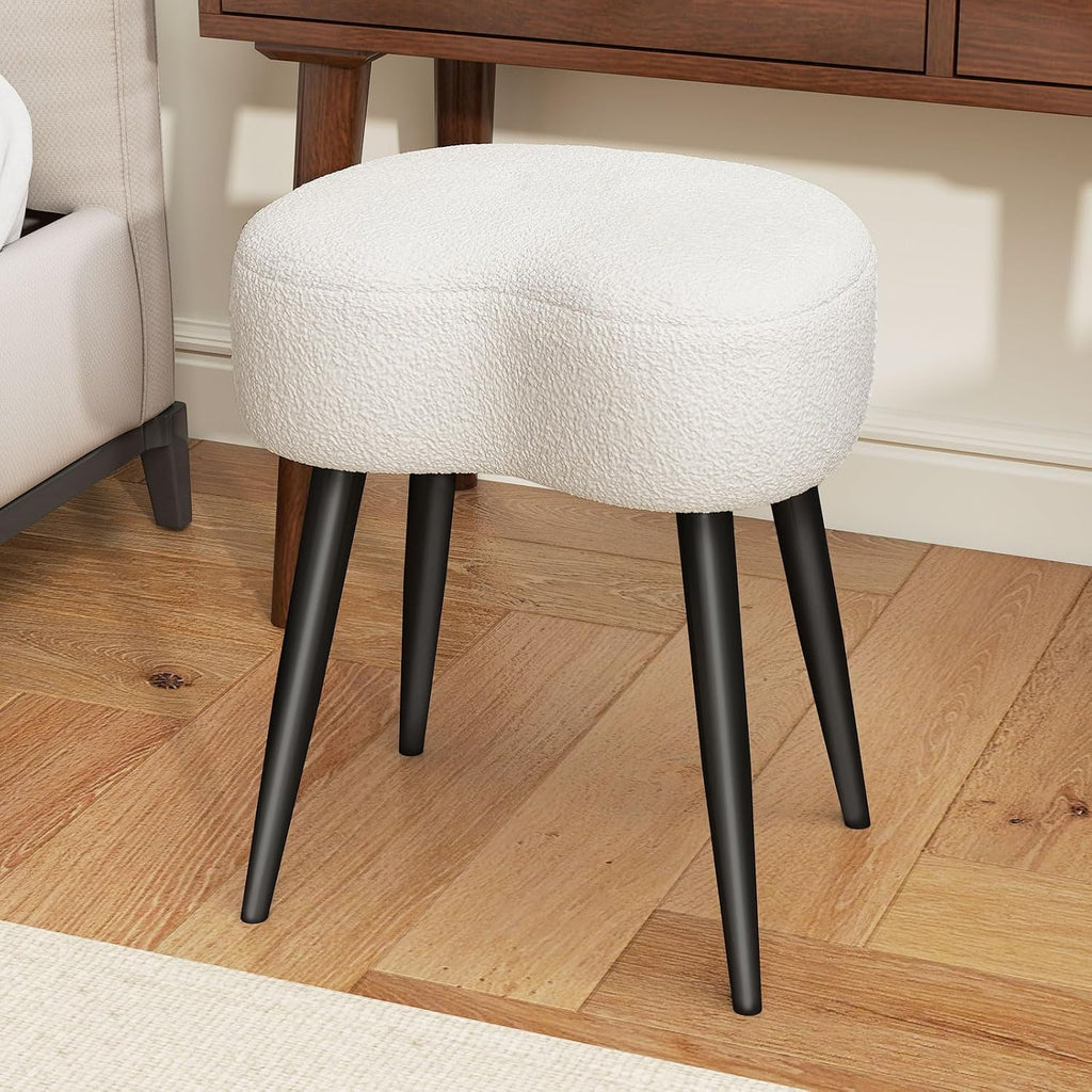 Teddy Velvet Padded Sturdy Modern Vanity Stool