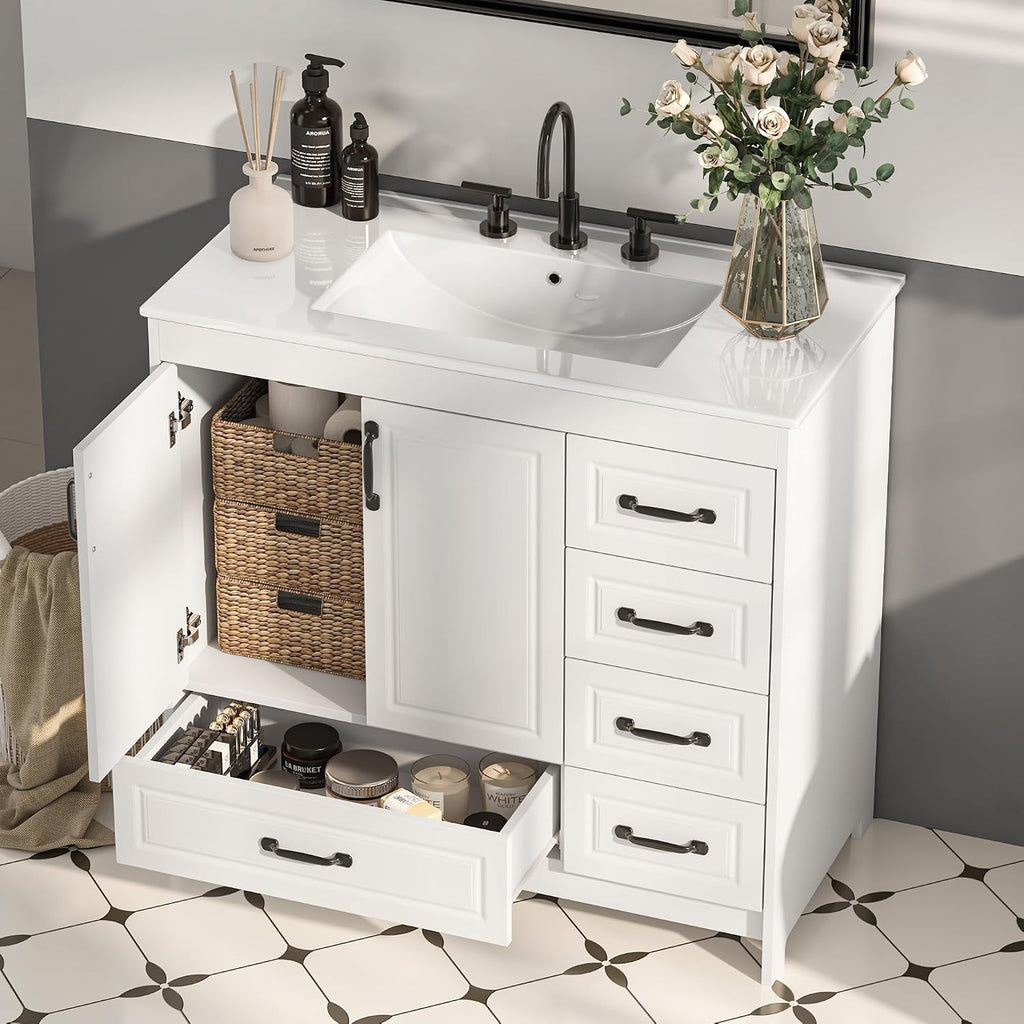 36 Inch White Freestanding Bathroom Vanity