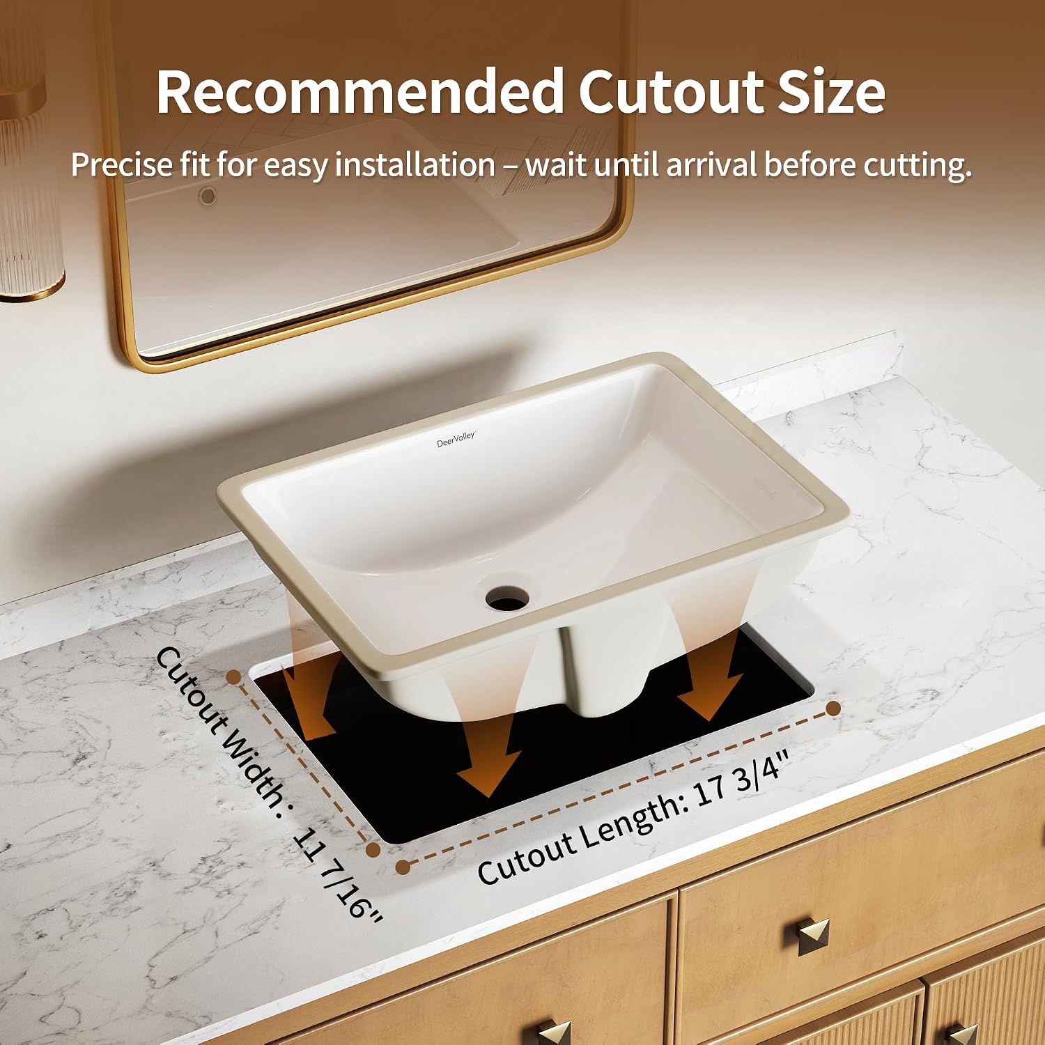 White Ceramic Rectangular Undermount Bathroom Sink
