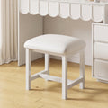 White Leather Cushioned Bedroom Vanity Stool