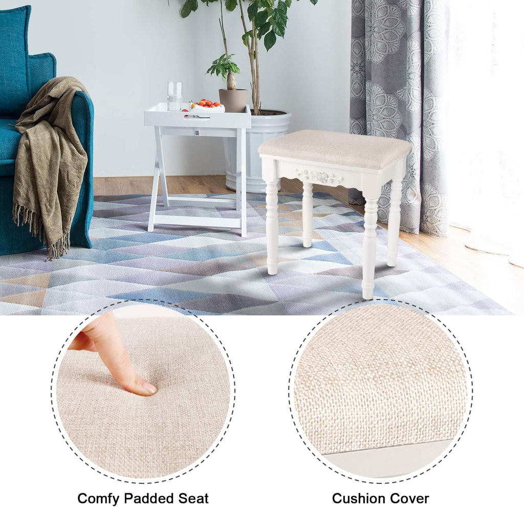 White Oak Wood Concave Modern Vanity Stool
