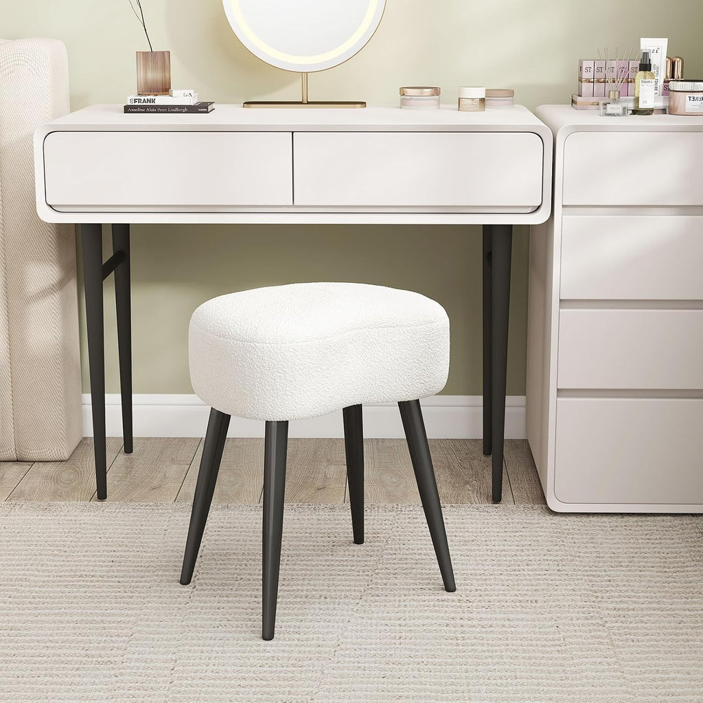 Teddy Velvet Padded Sturdy Modern Vanity Stool