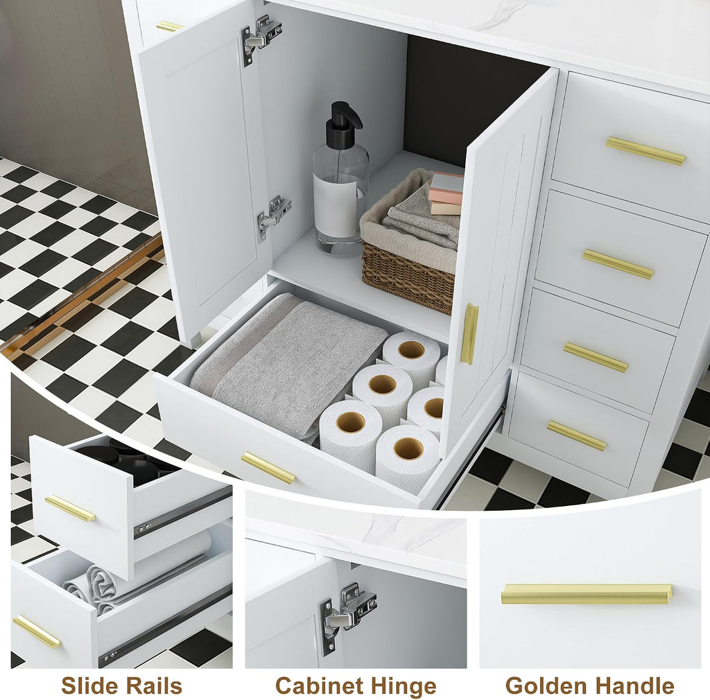 42 Inch Carrara White Quartz Vanity Cabinet