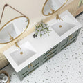 White Double Sink Solid Surface Vanity Top