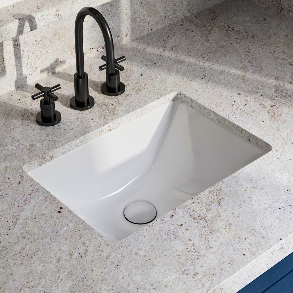 Compact White Ceramic Undermount Bathroom Sink
