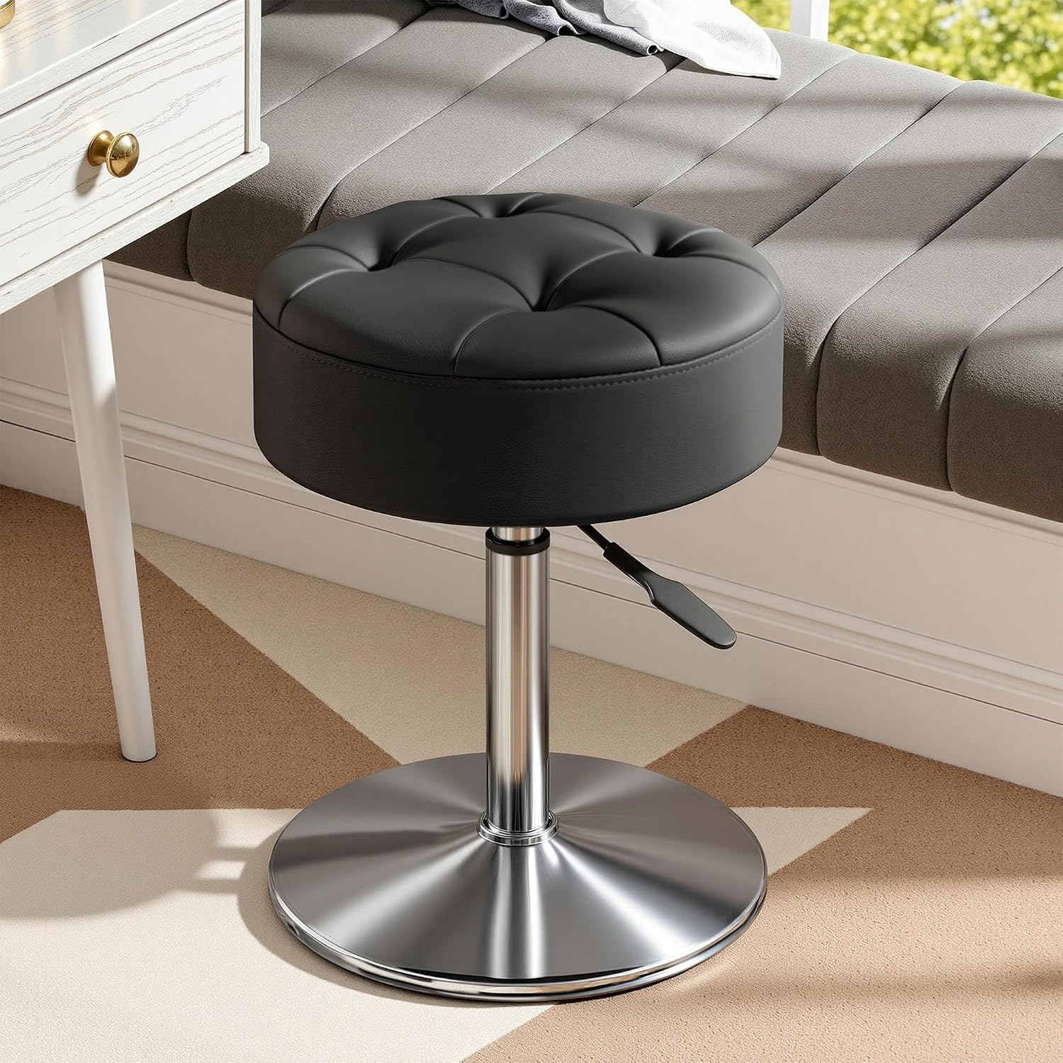 Dark Gray Swivel Height Adjustable Vanity Stool