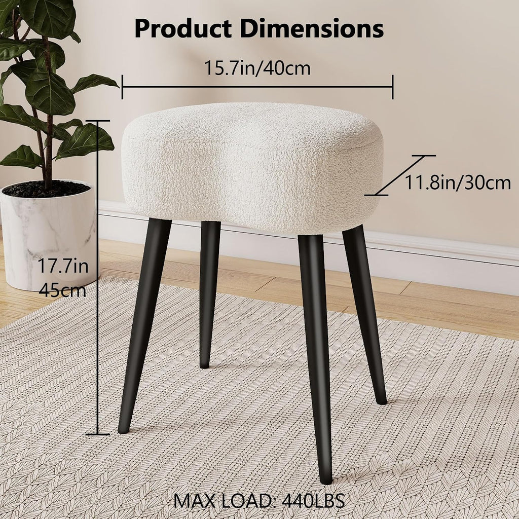 Teddy Velvet Padded Sturdy Modern Vanity Stool